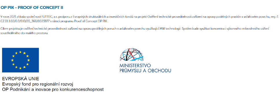 Ověření technické proveditelnosti zařízení na opravy podélných prasklin v asfaltovém povrchu - FUTTEC a.s.